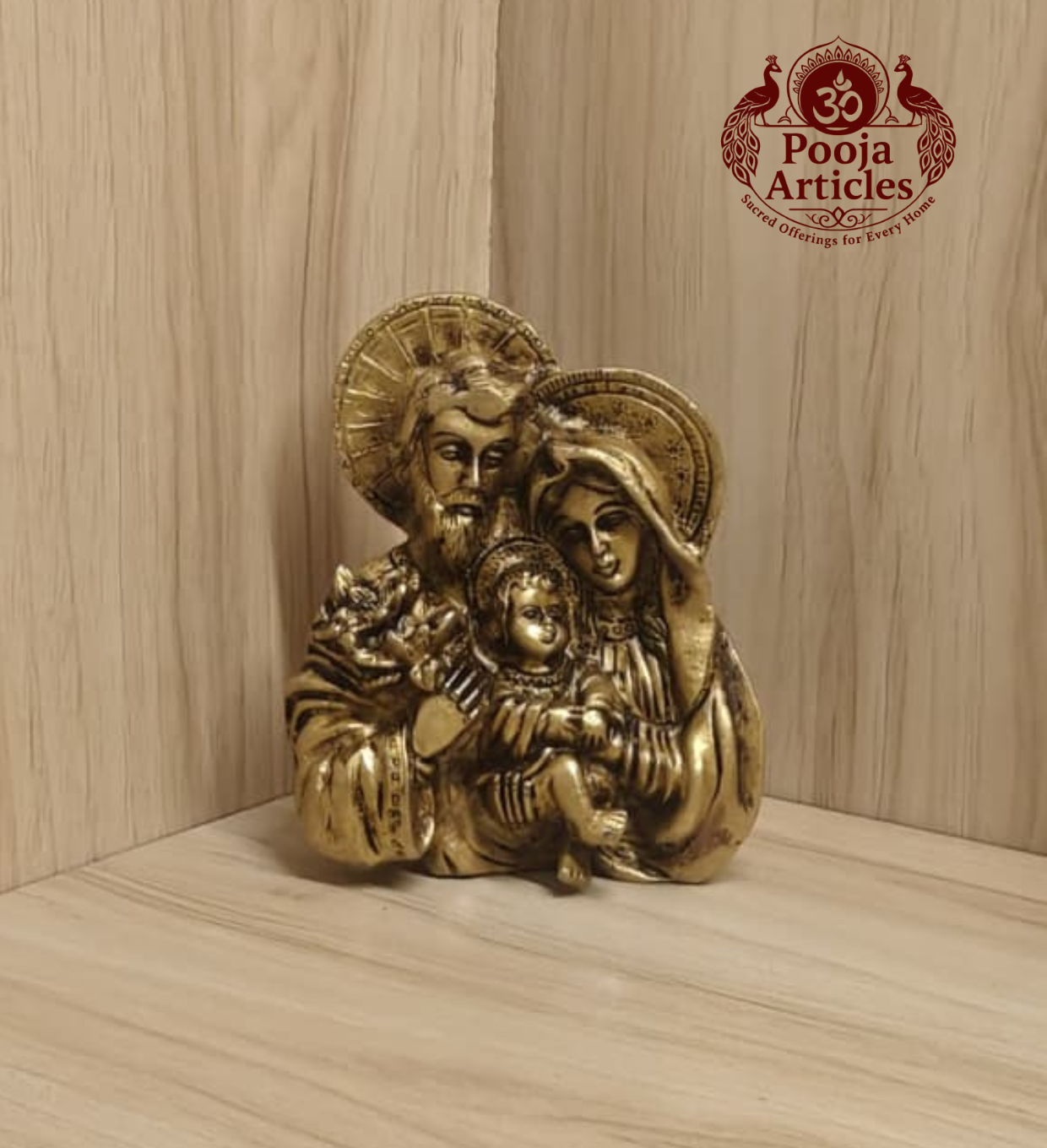 Brass Jesus Family Statue 4.5 Inch