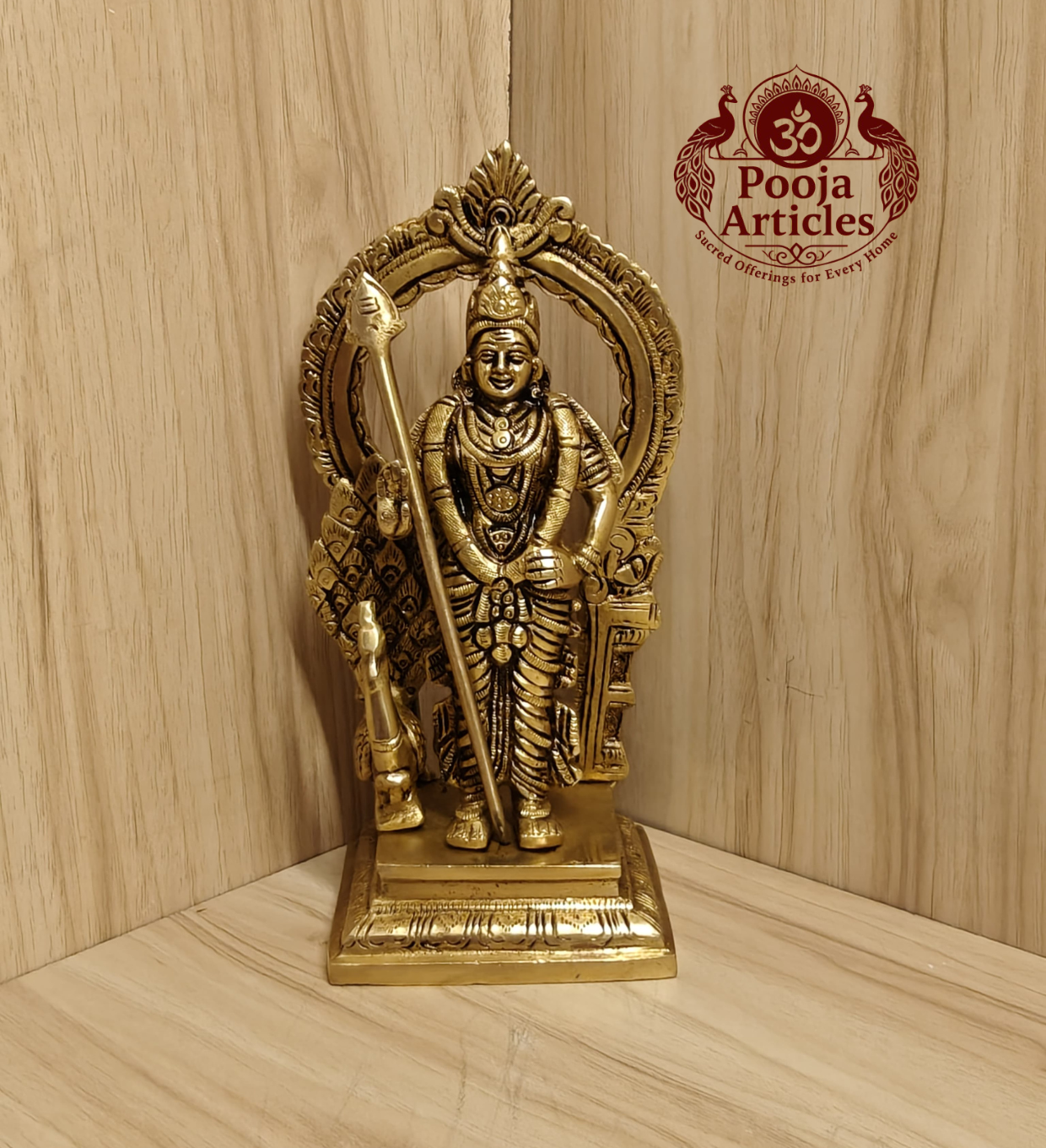 Brass Murugan Statue 8.5 Inch