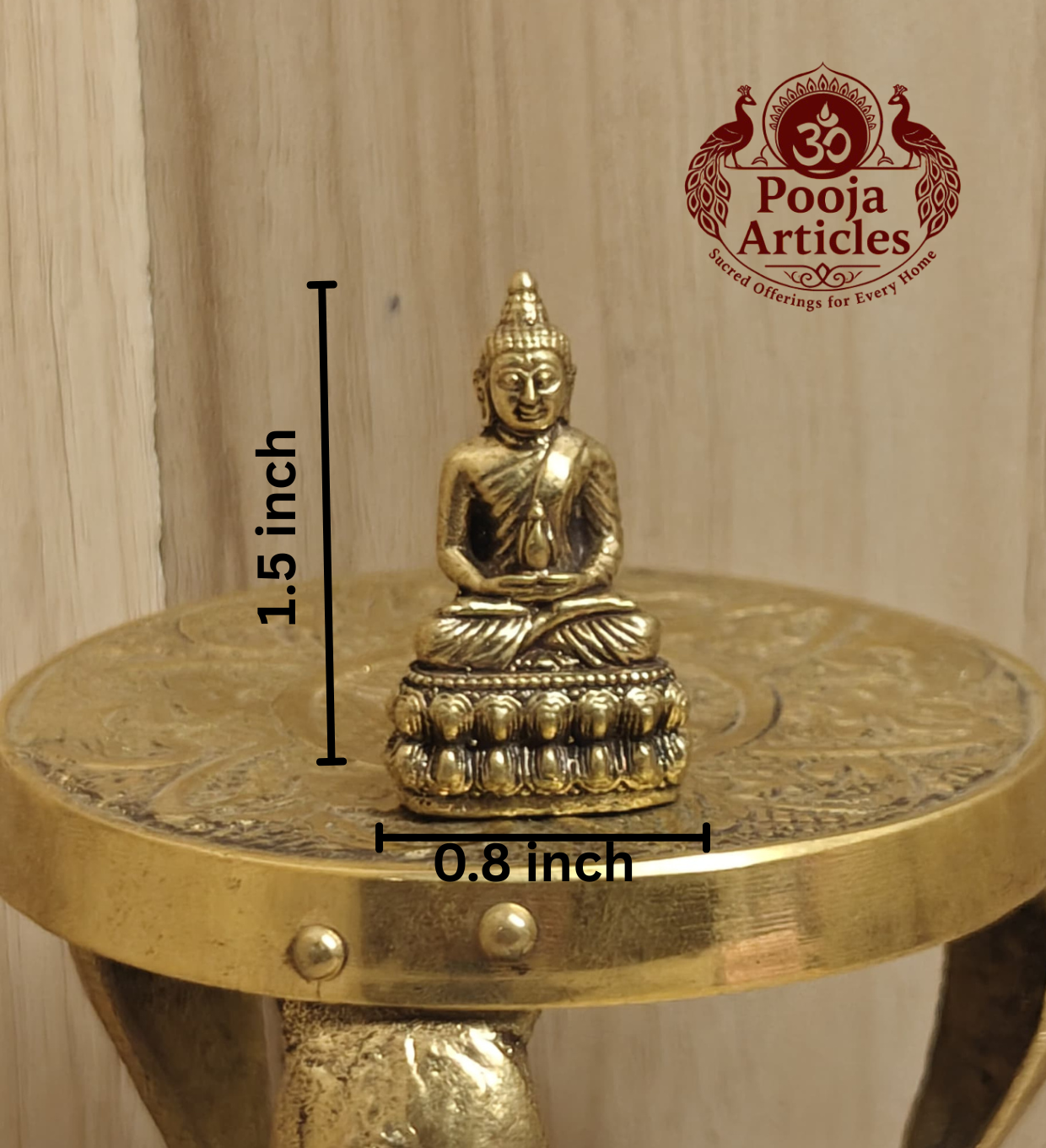 Miniature Brass Buddha Statue 1.5 Inch