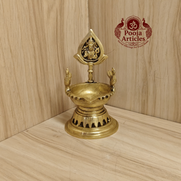 Buy Murugan With Peacock Diya Online – 370g, 5" Handcrafted Brass Lord Murugan Idol with Diya for Pooja and Home Decor