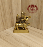 Buy Radha Krishna Idol with Cow Online 300g, 3.2" – Divine Brass Idol for Home Temple Décor