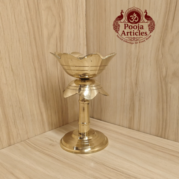 Buy Brass Diya Stand Lotus 200g, 5" – Illuminate Handcrafted Oil Lamp With Lighting & Puja Use