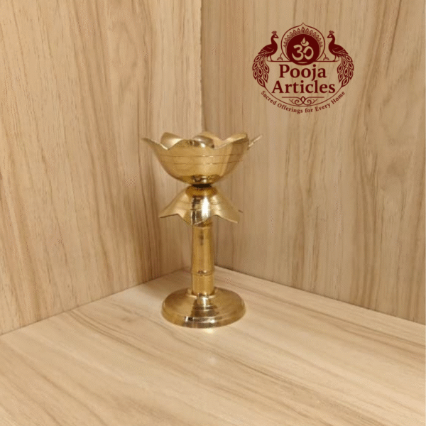 Buy Brass Diya Stand Lotus 150g, 4.7" – Illuminate Traditional Oil Lamp With Lighting & Puja Use