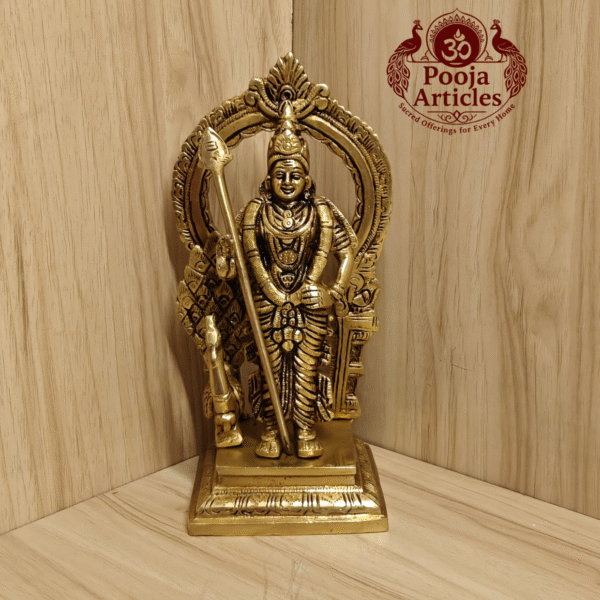 Buy Brass Murugan Statue Online – 1.7 kg, 8.5" Hand‑crafted Vel Idol for Devotion & Home Temple