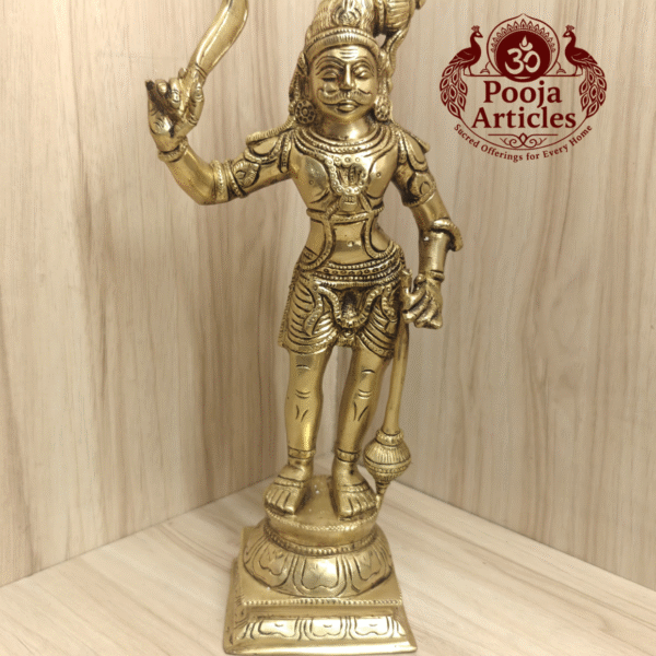 Powerful Bronze Karuppasamy Swamy Statue Online – 2.980 kg, 11.5 Inch | Buy Traditional Tamil Deity Idol at Poojaarticles.com