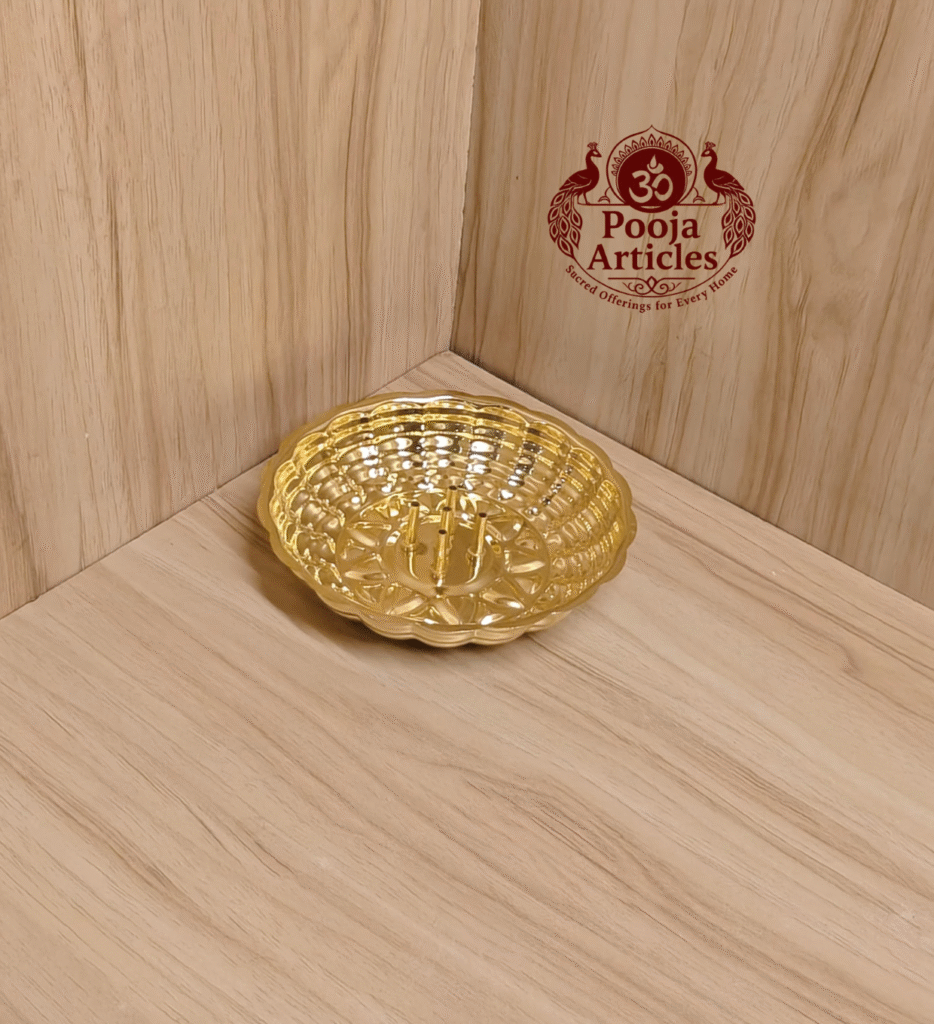Buy Brass Agarbatti Stand Plate Online Size 2 – 70g, 5″ Divine Pooja Essentials for Home & Temple
