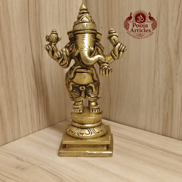 Buy Brass Standing Ganesha Statue – 480g, 4.7″ Handcrafted Lord Ganesha Idol for Home & Temple