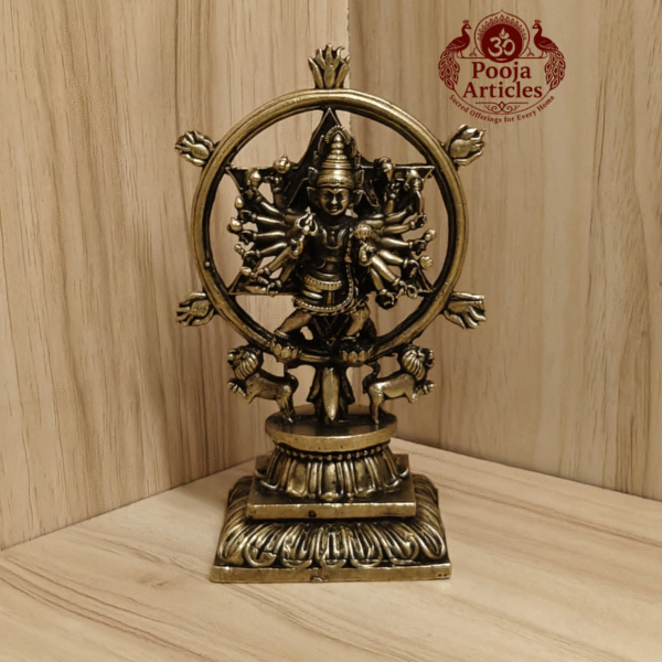 Buy Premium Brass Chakrathalwar Statue – 440g, 5″ Handcrafted Warrior Goddess Idol For Home Use & Pooja