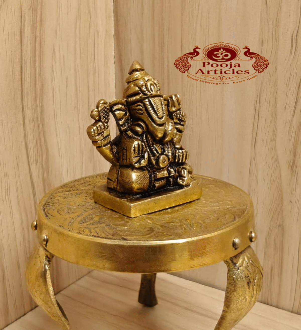 Buy Brass Dagdusheth Ganesh Statue – 150g, 2″ Handcrafted Lord Ganesha Idol