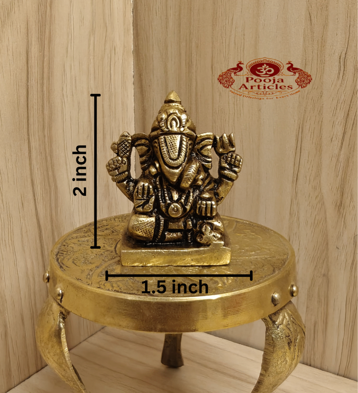 Buy Brass Dagdusheth Ganesh Statue – 150g, 2″ Handcrafted Lord Ganesha Idol