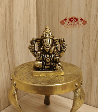 Buy Brass Dagdusheth Ganesh Statue – 150g, 2″ Handcrafted Lord Ganesha Idol