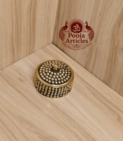 Brass Sindoor Box – Handcrafted Vermilion Holder 50g, 2.9 Inch | Pooja Articles