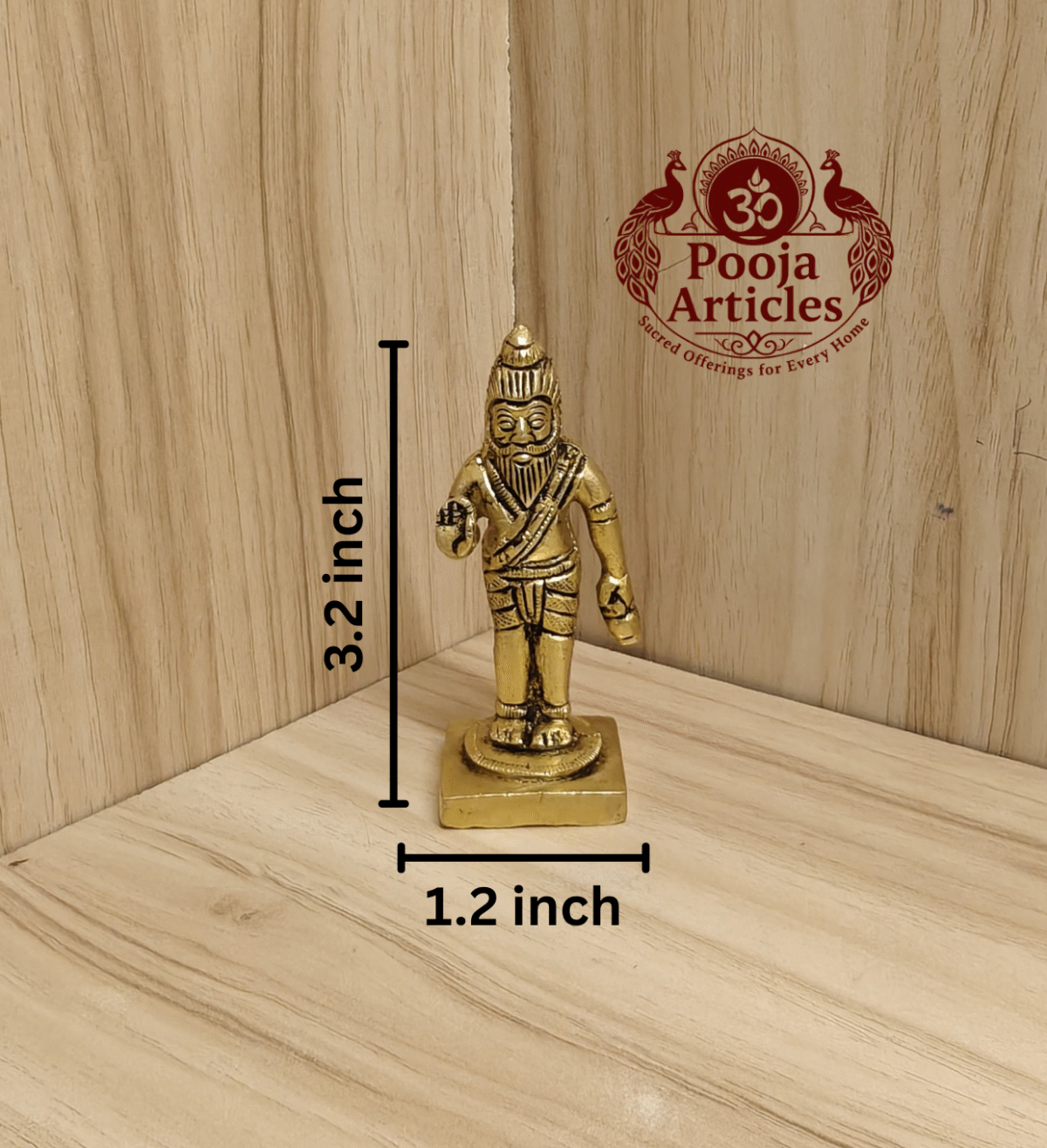 Buy Brass Agathiyar Statue | 140g, 3.2" Handcrafted Sage Idol for Pooja