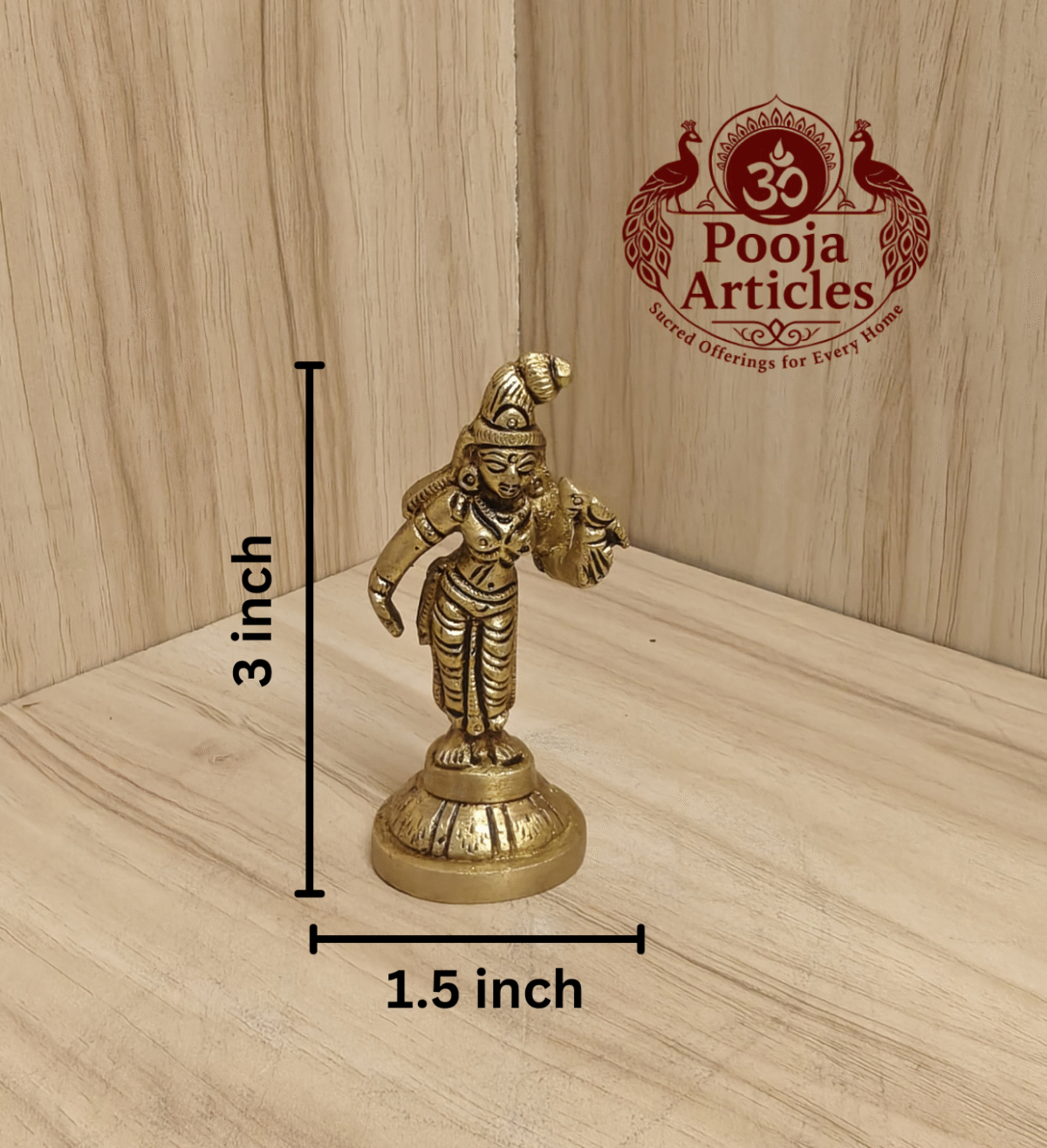 Buy Brass Andal Idol Online – Handcrafted 3 inch, 120g Thiruppavai Goddess Statue for Pooja, Home Temple & Divine Grace