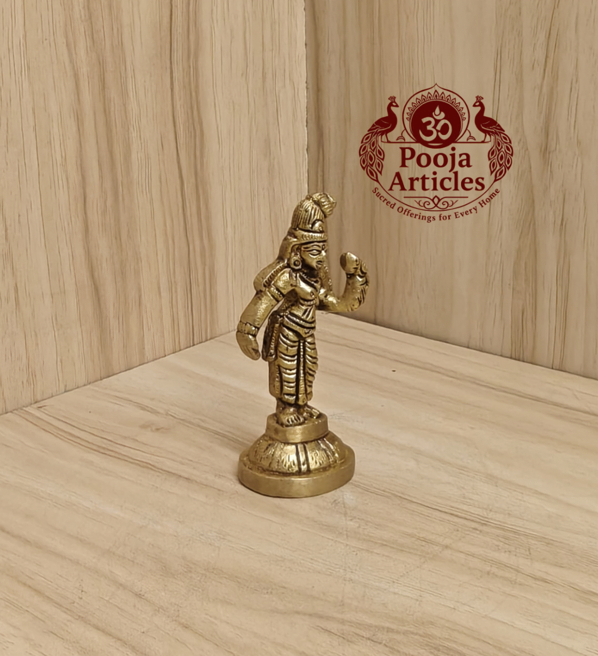 Buy Brass Andal Idol Online – Handcrafted 3 inch, 120g Thiruppavai Goddess Statue for Pooja, Home Temple & Divine Grace