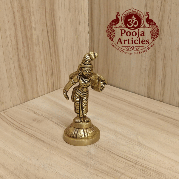 Buy Brass Andal Idol Online – Handcrafted 3 inch, 120g Thiruppavai Goddess Statue for Pooja, Home Temple & Divine Grace