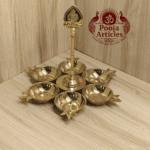 Buy Brass Arumuga Vilakku – 530 g, 7.5″ Handcrafted Lord Murugan Divine Lamp For Home & Return Gifts