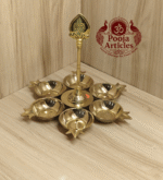 Buy Brass Arumuga Vilakku – 530 g, 7.5″ Handcrafted Lord Murugan Divine Lamp For Home & Return Gifts