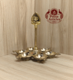 Buy Brass Arumuga Vilakku with Vel – 450g, 7″ Powerful Murugan Sacred Lamp For Home & Return Gifts