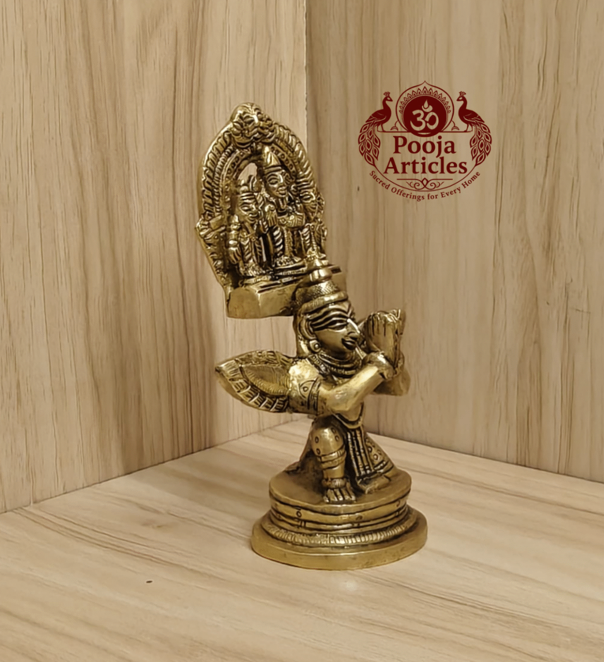 Buy Brass Balaji on garuda statue – 430g, 5" Handcrafted Tirupati Venkateshwara Idol