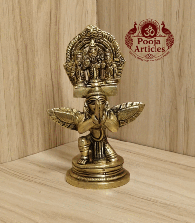 Buy Brass Balaji on garuda statue – 430g, 5" Handcrafted Tirupati Venkateshwara Idol