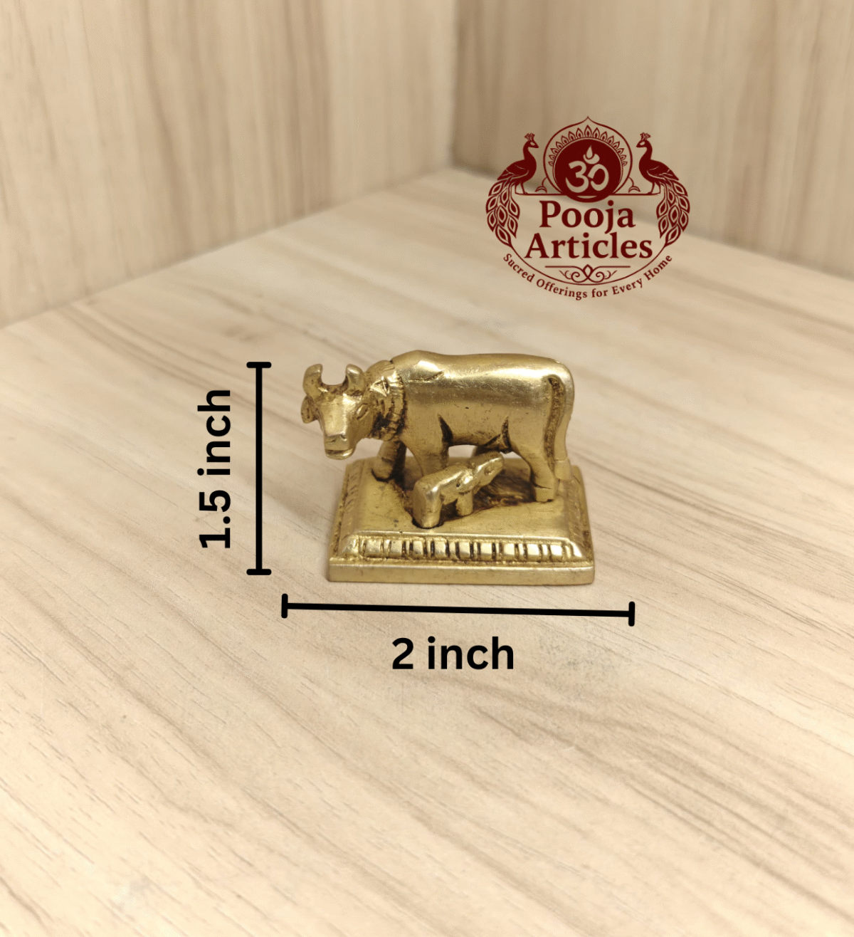 Buy Brass Cow And Calf Idol for Pooja – 100g, 1.5" | Sacred Symbol of Prosperity and Devotion