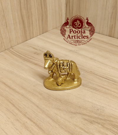 Buy Brass Cow and Calf Idol for Pooja – 50g, 1.6" | Sacred Symbol of Prosperity and Devotion