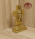 Buy Brass Cross Statue with Jesus Face – 490g, 4.2″ Handcrafted Religious Icon For Home Use & Decor