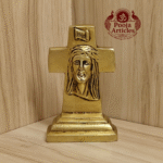 Buy Brass Cross Statue with Jesus Face – 490g, 4.2″ Handcrafted Religious Icon For Home Use & Decor