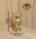 Buy Brass Diya Stand Lotus 200g, 5" – Illuminate Handcrafted Oil Lamp With Lighting & Puja Use