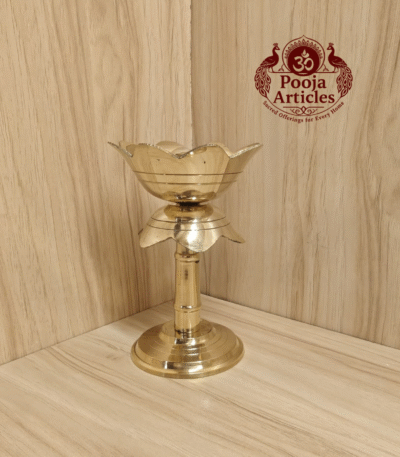 Buy Brass Diya Stand Lotus 200g, 5" – Illuminate Handcrafted Oil Lamp With Lighting & Puja Use