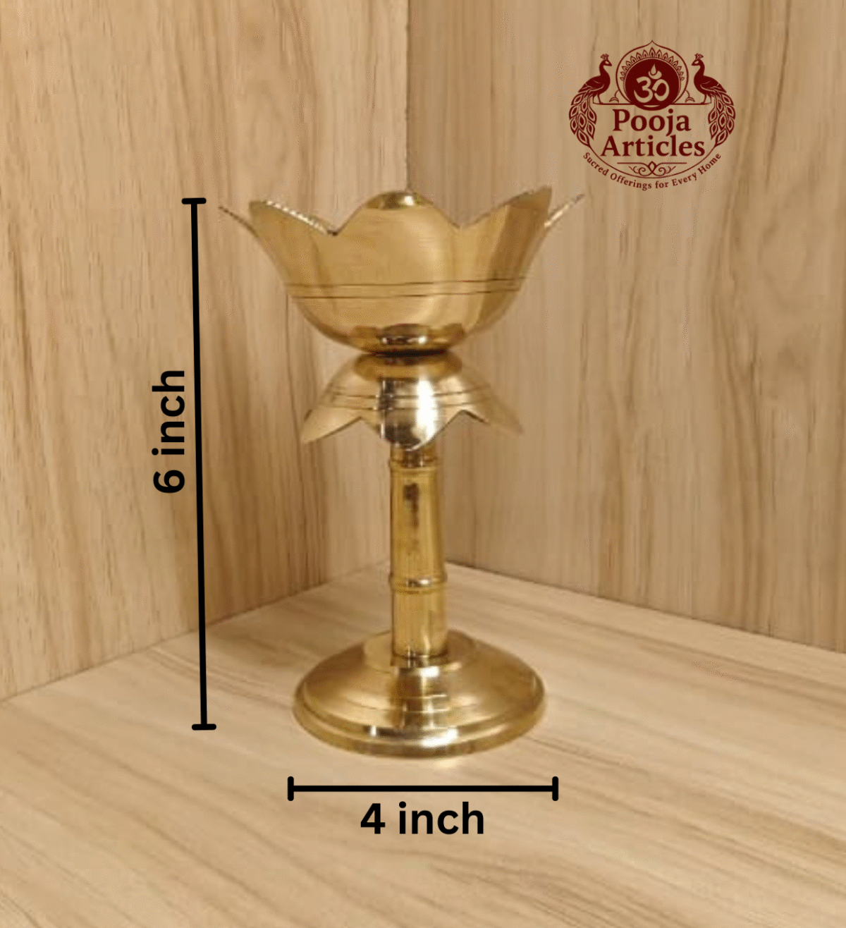 Buy Brass Diya Stand Lotus 230g, 6" – Illuminate Traditional Oil Lamp With Lighting & Puja Use