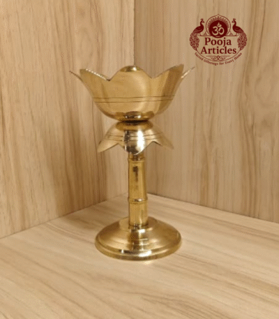 Buy Brass Diya Stand Lotus 230g, 6" – Illuminate Traditional Oil Lamp With Lighting & Puja Use