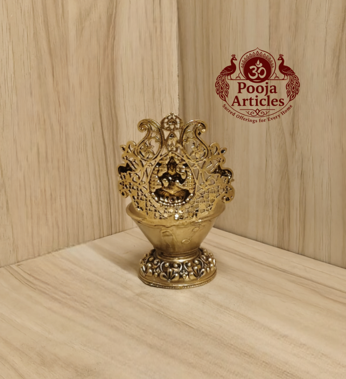 Buy Brass Gaja Lakshmi Vilakku – 130g, 4″ Handcrafted Prosperity Goddess Lamp For Home Use & Pooja