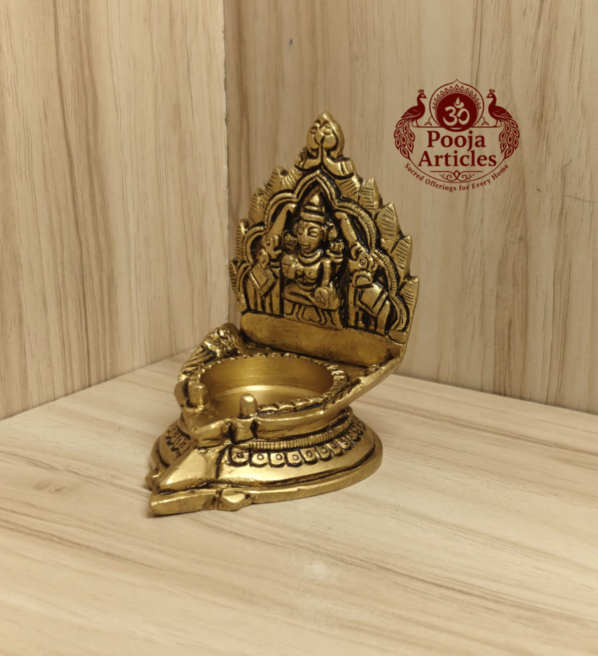 Buy Brass Gajalakshmi Vilakku – 290g, 3″ Handcrafted Divine Sacred Lamp for Pooja & Home Temple