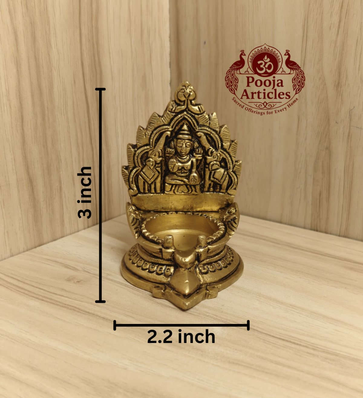 Buy Brass Gajalakshmi Vilakku – 290g, 3″ Handcrafted Divine Sacred Lamp for Pooja & Home Temple