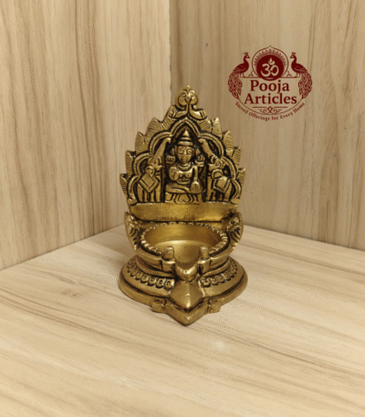 Buy Brass Gajalakshmi Vilakku – 290g, 3″ Handcrafted Divine Sacred Lamp for Pooja & Home Temple