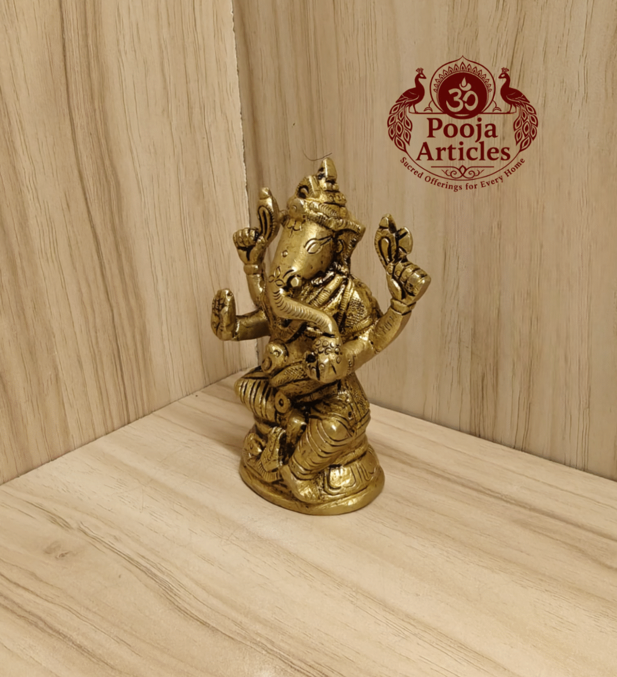 Buy Brass Ganesh idol Online – 440g, 3.6" Handcrafted Ganesha Idol for Home Pooja & Décor