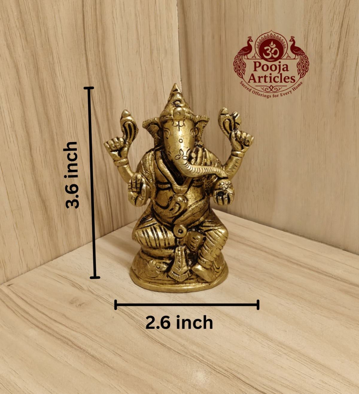 Buy Brass Ganesh idol Online – 440g, 3.6" Handcrafted Ganesha Idol for Home Pooja & Décor