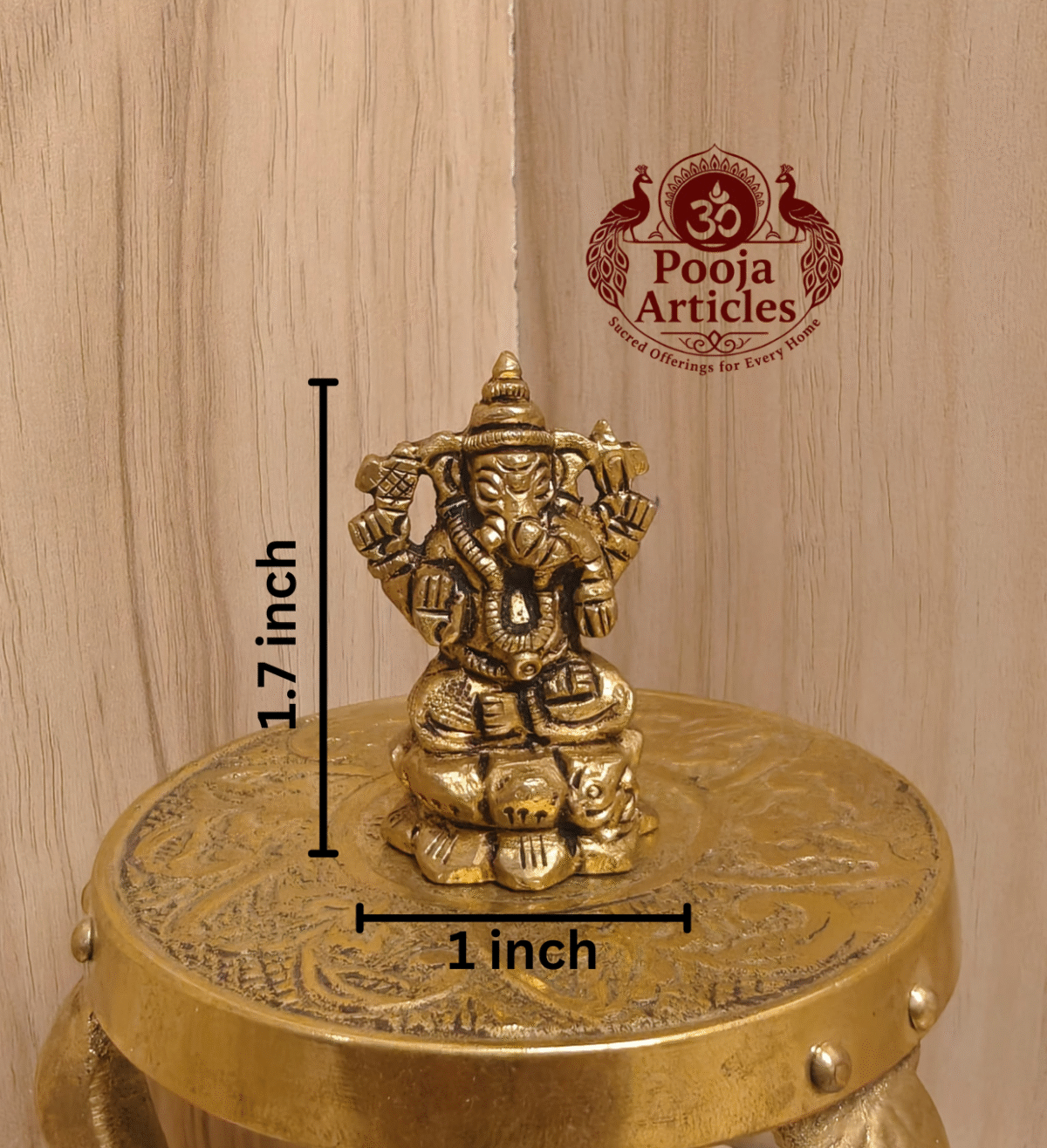 Buy Brass Ganesha Murti – 70g, 1.7 Inch Handcrafted Lord Ganesha Idol For Home & Pooja Use