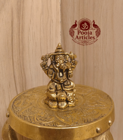 Buy Brass Ganesha Murti – 70g, 1.7 Inch Handcrafted Lord Ganesha Idol For Home & Pooja Use