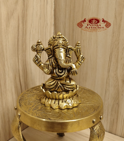 Buy Brass Ganesha Statue – 200g, 2.8″ Handcrafted Lord Ganesha Idol