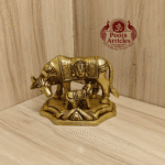 Buy Brass Kamadhenu Cow and Calf Statue Online – 500g, 3" Handcrafted Divine Idol for Pooja