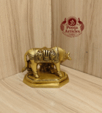 Buy Brass Kamadhenu Cow and Calf Statue Online – 500g, 3" Handcrafted Divine Idol for Pooja