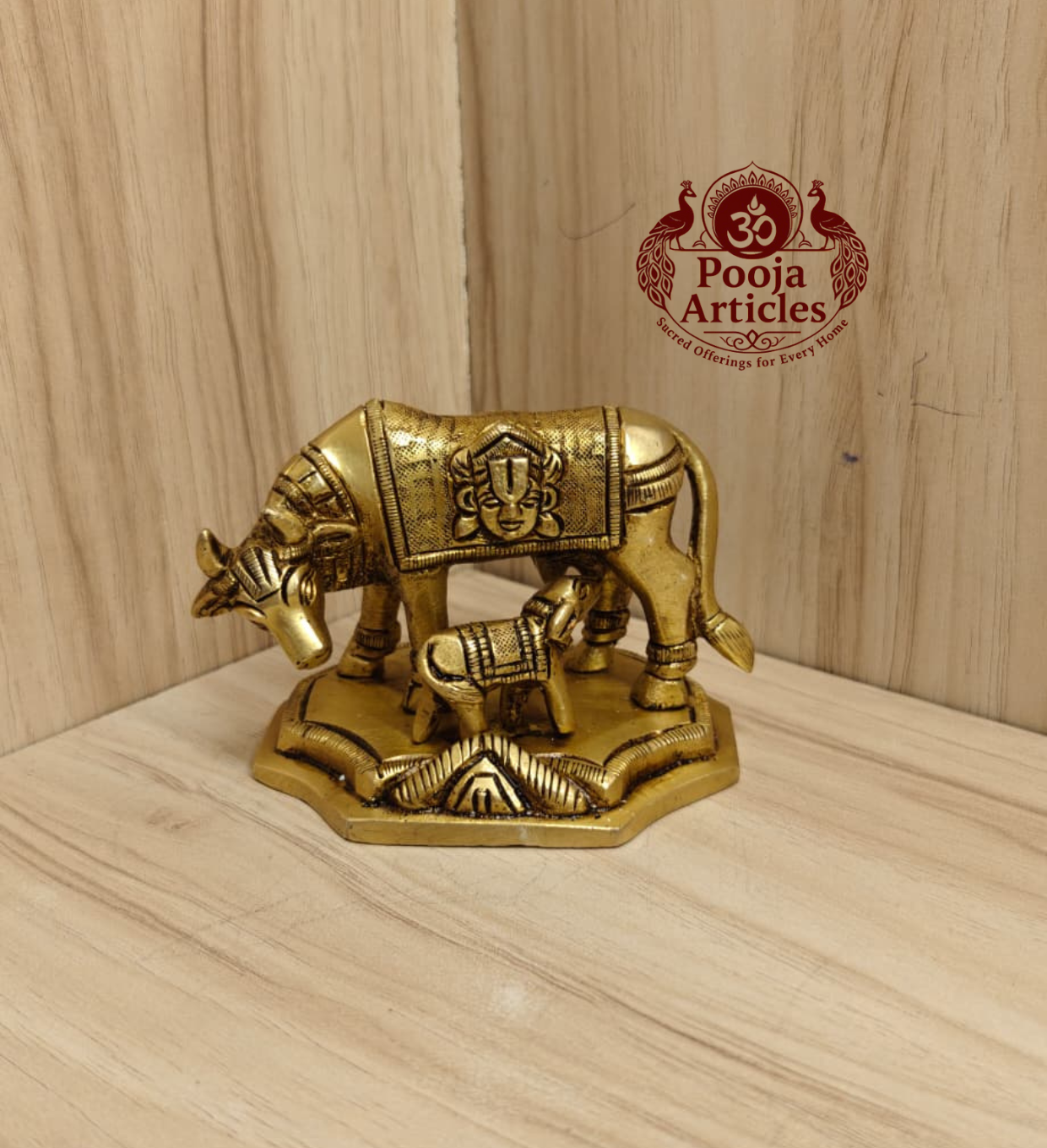 Buy Brass Kamadhenu Cow and Calf Statue Online – 500g, 3" Handcrafted Divine Idol for Pooja Buy Brass Kamadhenu Cow and Calf Statue Online – 500g, 3" Handcrafted Divine Idol for Pooja