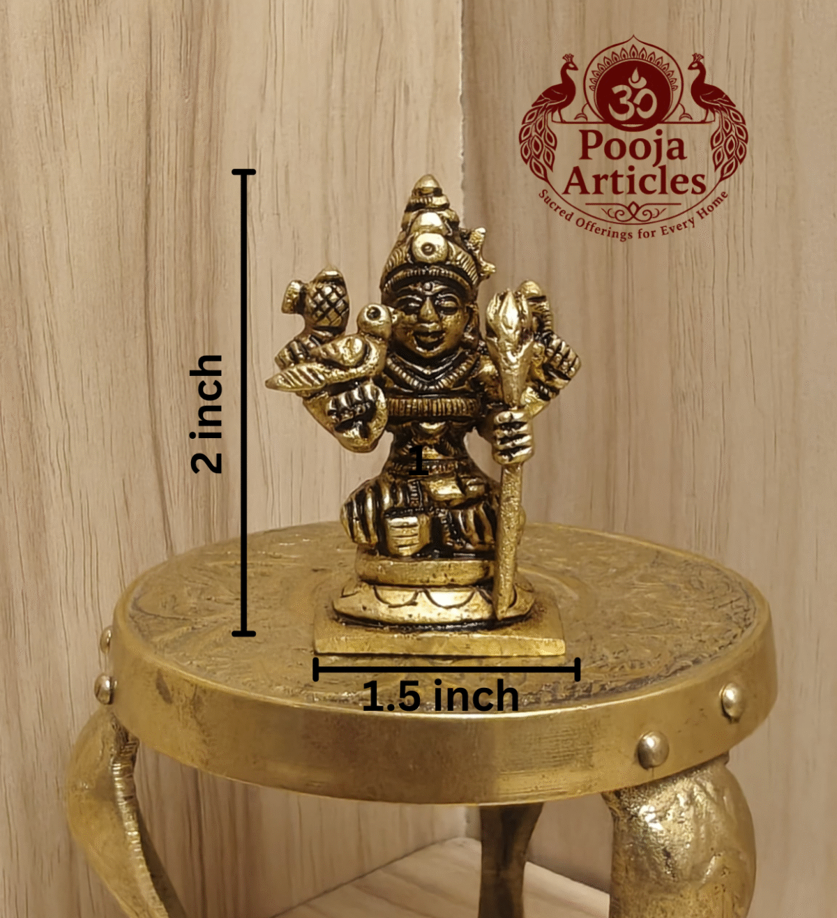 Buy Brass Kamakshi Amman Idol – 80g, 2″ Handcrafted Goddess Idol for Home Use & Temple