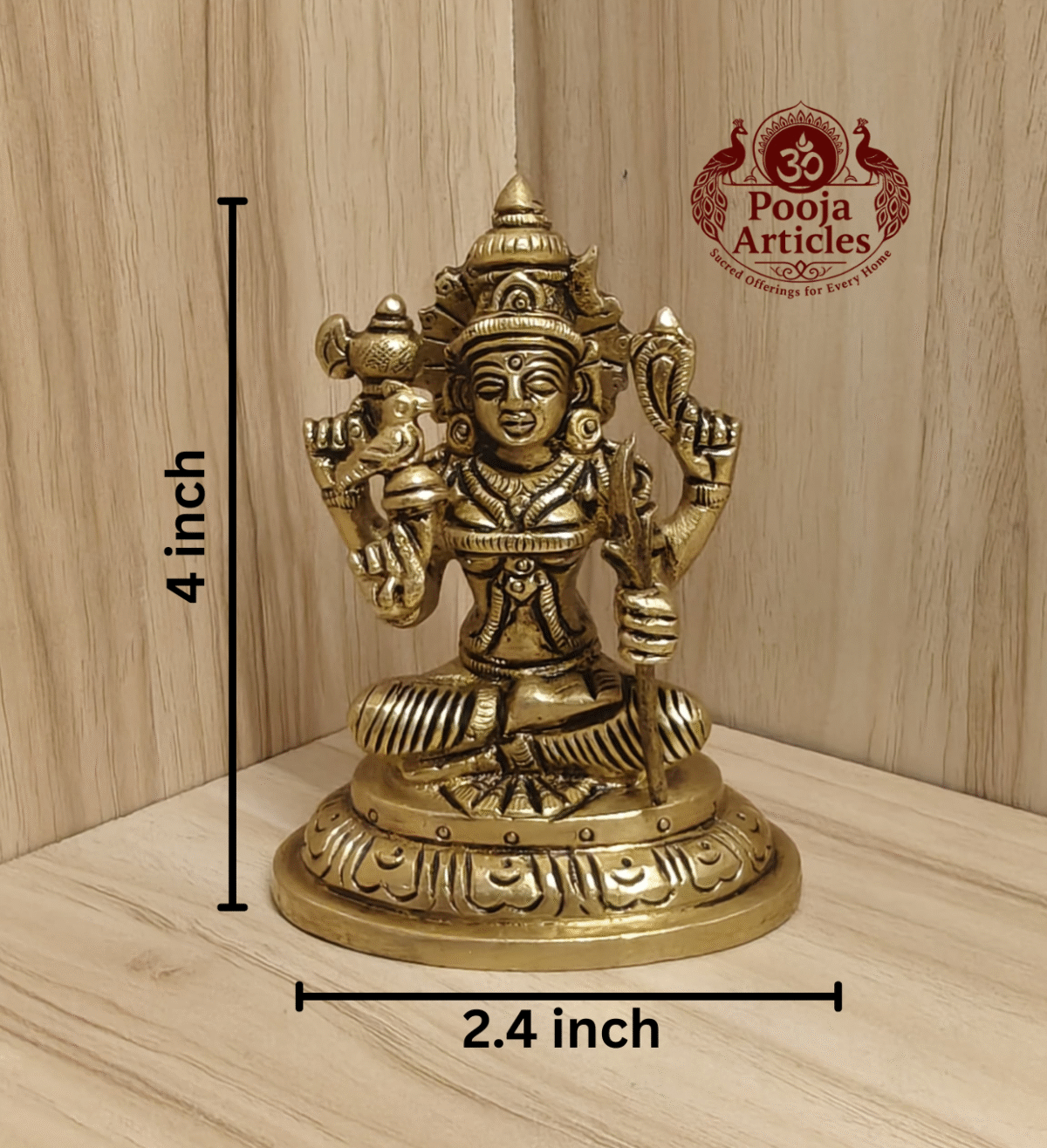 Buy Brass Kamakshi Amman Statue – 450g, 4″ Handcrafted Goddess Idol For Pooja & Home Use