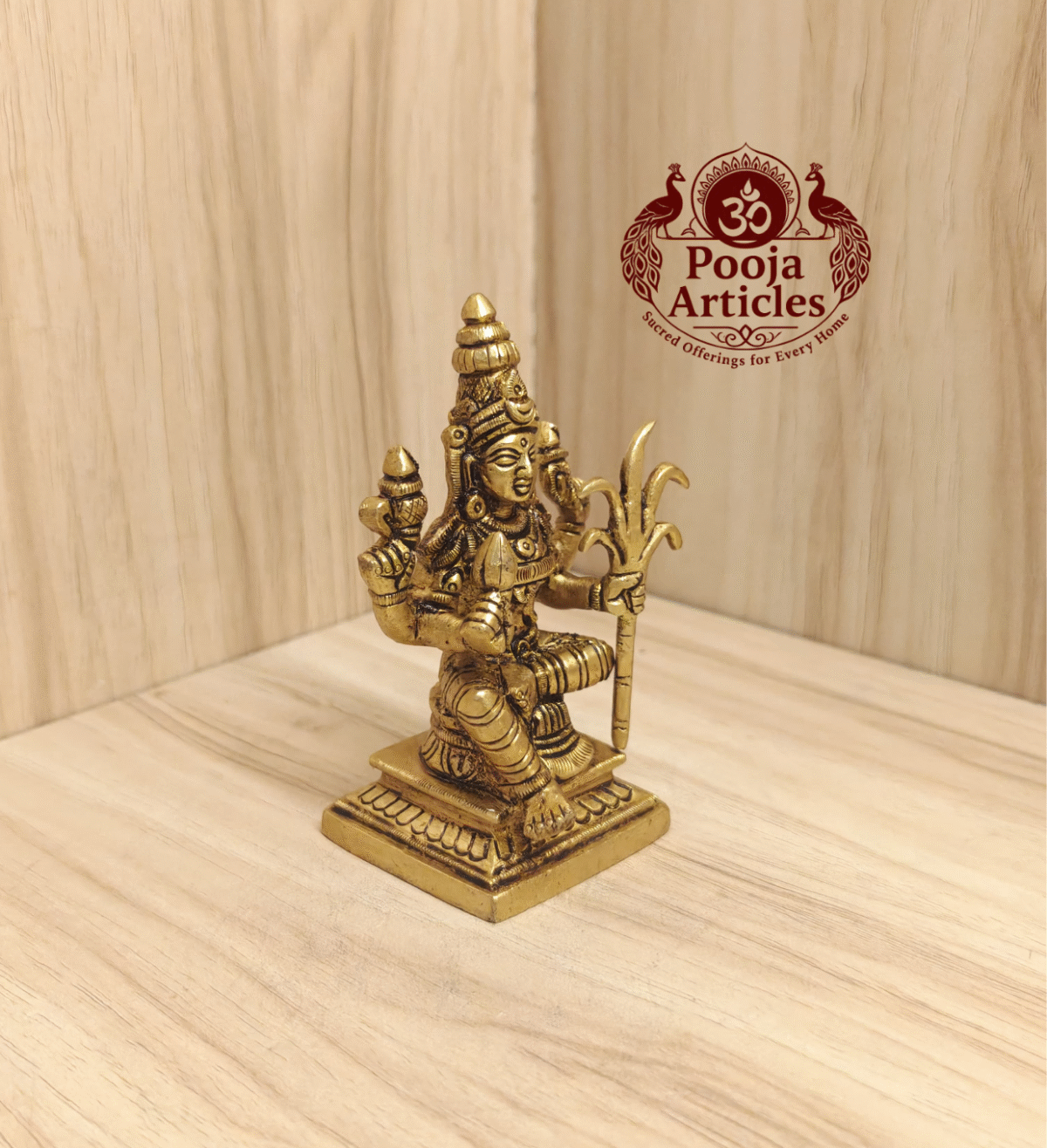 Buy Brass Kamatchi Amman Statue Online – 430g, 4" Handcrafted Divine Idol for Pooja | PoojaArticles.com