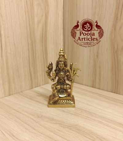 Buy Brass Kamatchi Amman Statue Online – 430g, 4" Handcrafted Divine Idol for Pooja | PoojaArticles.com