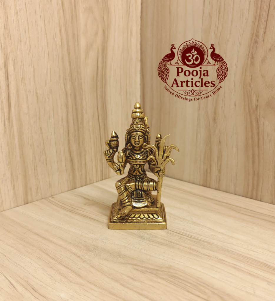 Buy Brass Kamatchi Amman Statue Online – 430g, 4" Handcrafted Divine Idol for Pooja | PoojaArticles.com